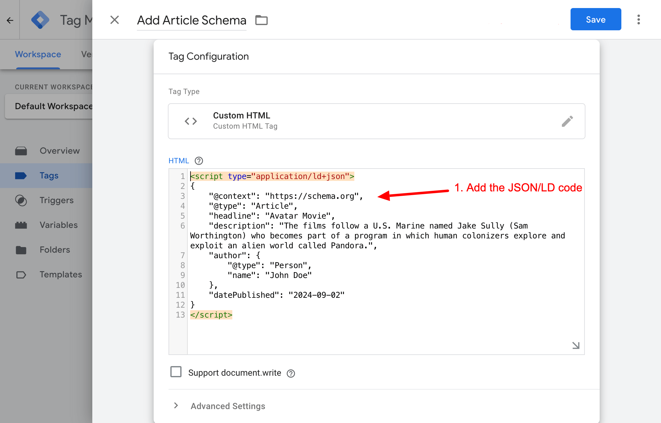 ساخت تگ Google Tag Manager