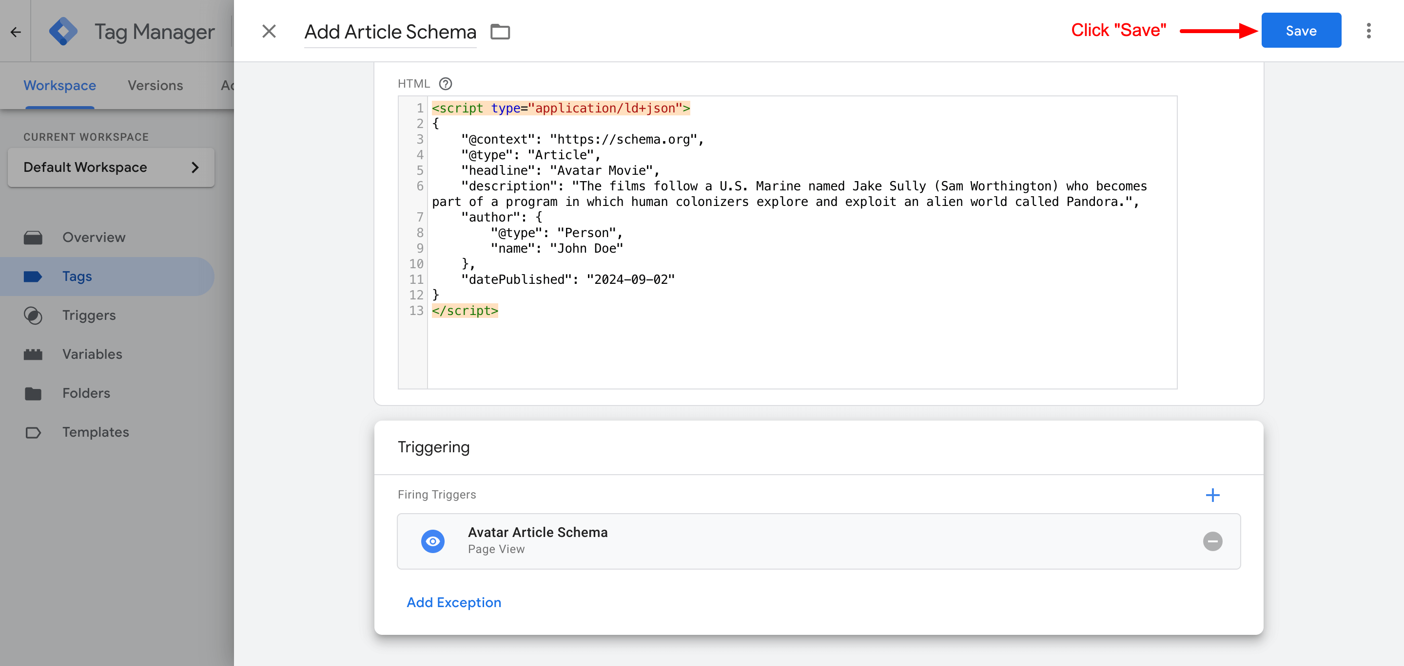 ساخت تگ Google Tag Manager