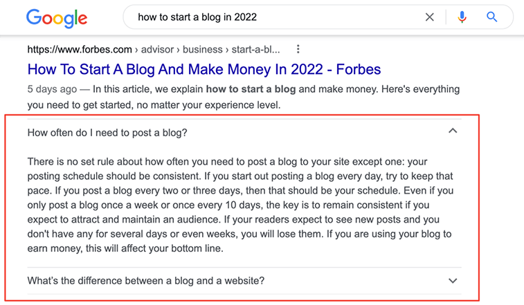نتایج غنی شده پرسش های متداول