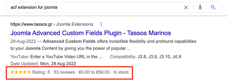 نتایج غنی rich resualts محصول